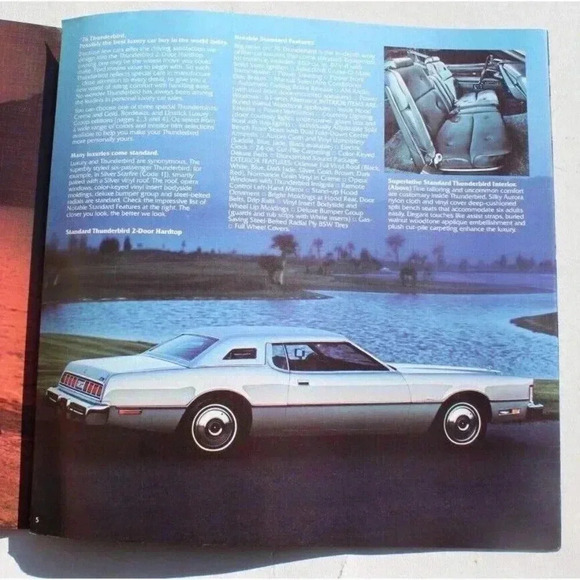 VINTAGE Original 1976 Ford Thunderbird Foldout Deluxe Sales Brochure 76 - Picture 3 of 4